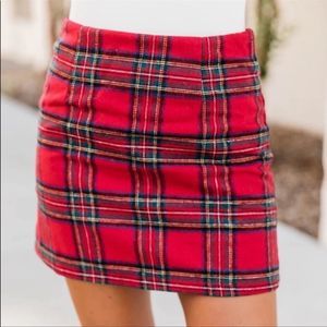 Pink Lily Red Plaid Mini Skirt